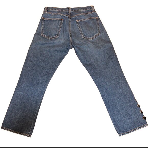 Veronica Beard Inez 10.75 Girlfriend Side Lace Stone Wash Blue Jeans, Size 26 - Picture 5 of 12